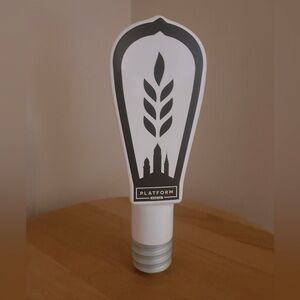 Platform Beer Co. Beer Tap Handle, ceramic, lightbulb design. Black Grey